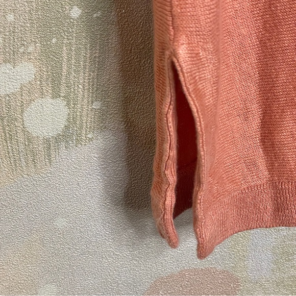 Garnet Hill Coral Pink Linen Minimalist Polo Blouse - Picture 4 of 8